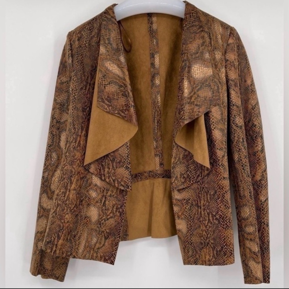 Zara Snakeskin Python Jacket Cardigan Blazer Faux… - image 5